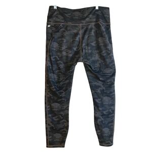 Fabletics Powerhold Camo Leggings Womens L‎ Green High Waisted Pocket 7/8 Length